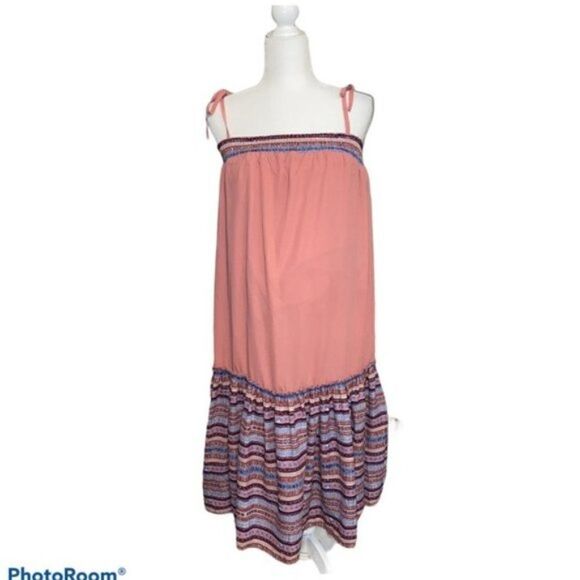 Q&A Pink Strappy Drop Waist Lined Maternity Dress - Picture 1 of 5